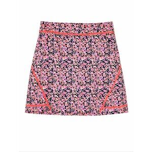 Lady Hagen Vibrant Navy Orange Mosaic Performance Stretch A-line Sporty Skort